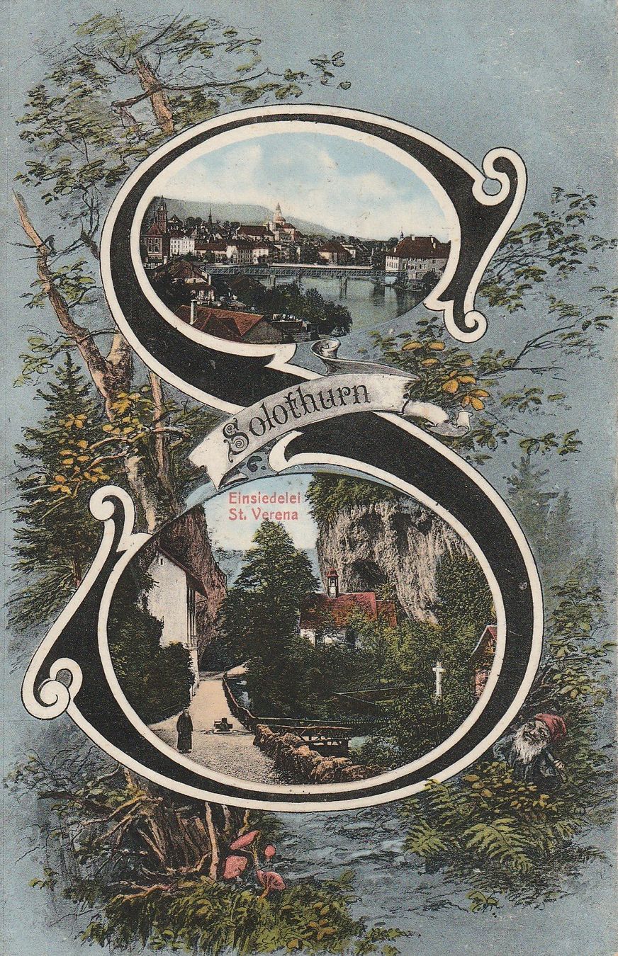 Cartoline postali: Solothurn-Einsiedelei St.Verena-BuchstabenkarteFeldpost 1914 – Usato da uttwil venduto da Koehlerfred
