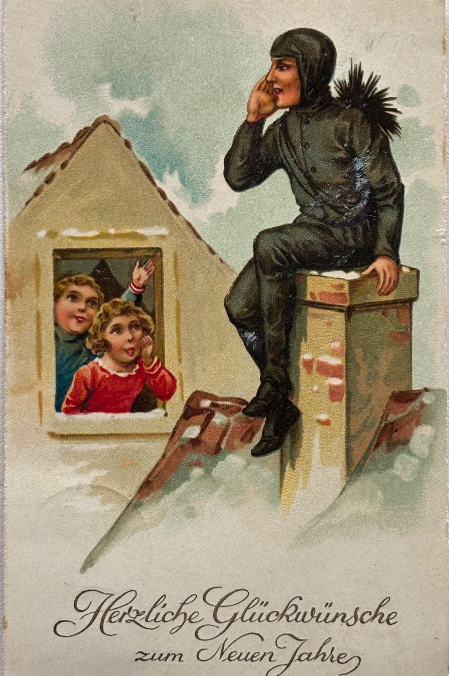 Cartoline postali: Neujahr, Kaminfeger, Kinder – Usato da Frauenfeld venduto da Merk52