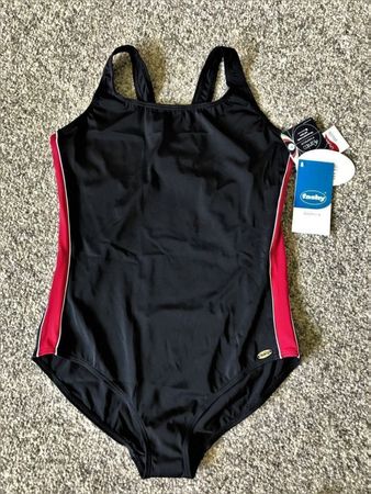 Badeanzug, schwarz rote Streifen, Gr.46B, FASHY Germany