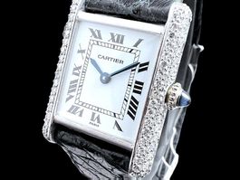Cartier Tank Louis Handaufzug 18k WG Diamanten 21mm *U785*