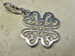 Charm Anhänger Silber 925 Thomas Sabo Kleeblatt Zirkonia