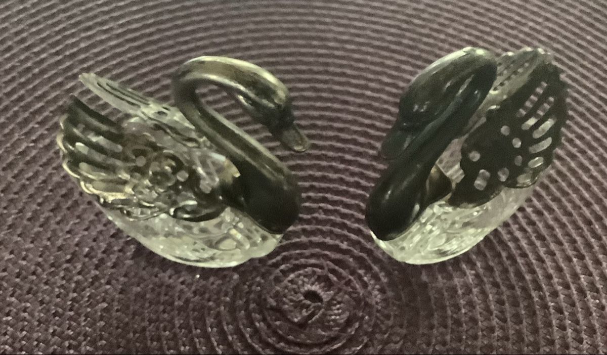 Figuren: 2 VINTAGE SCHWÄNE GLAS, METALL – Gebraucht aus Adlikon b.Regensdorf von Crystaldragon09 3