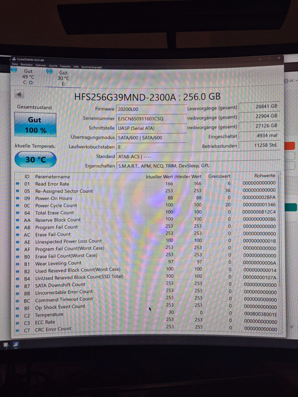 Disques durs: SSD 256GB 100% – D'occasion à Altdorf UR par weign 1