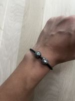Pandora Armband Leder schwarz mit 2 Charms + Box NEUWERTIG