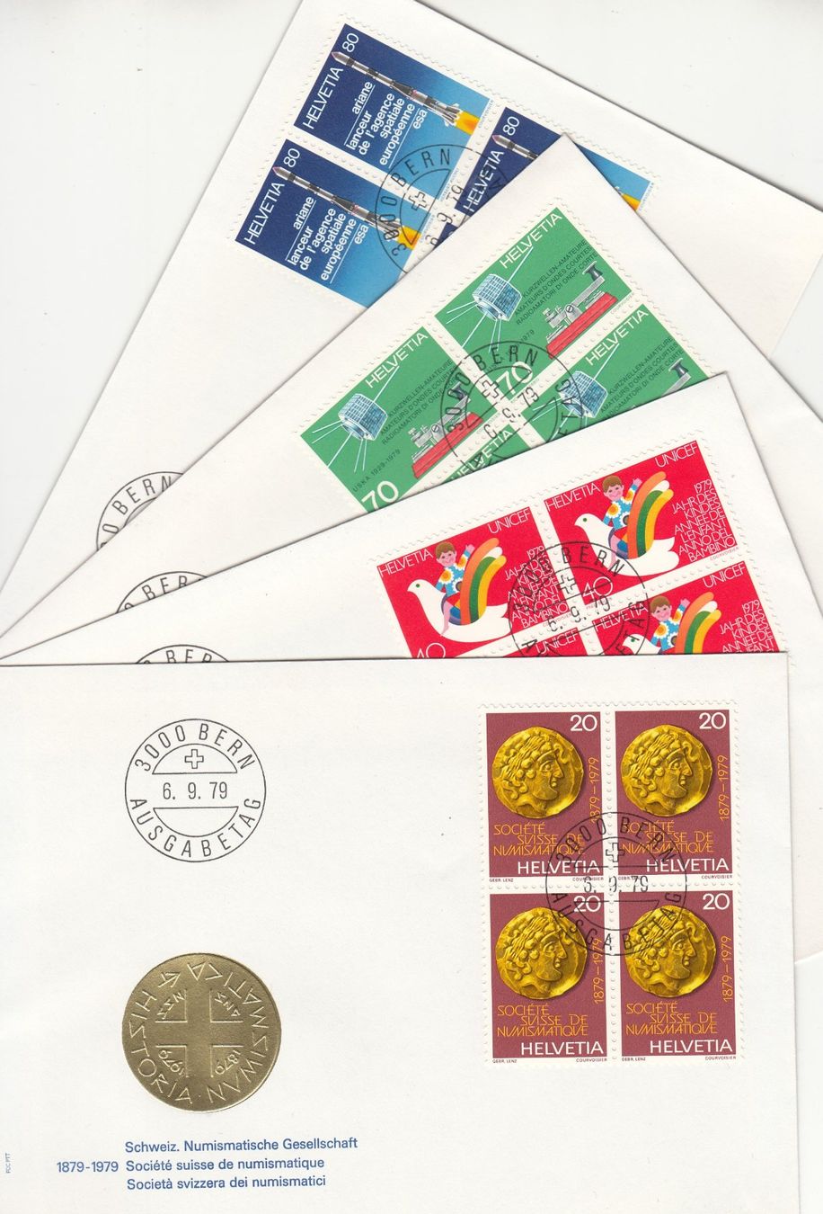 Alle Briefmarken: SBK 632 - 635 im 4er-Block FDC – Gebraucht aus Bürglen TG von StampGraf