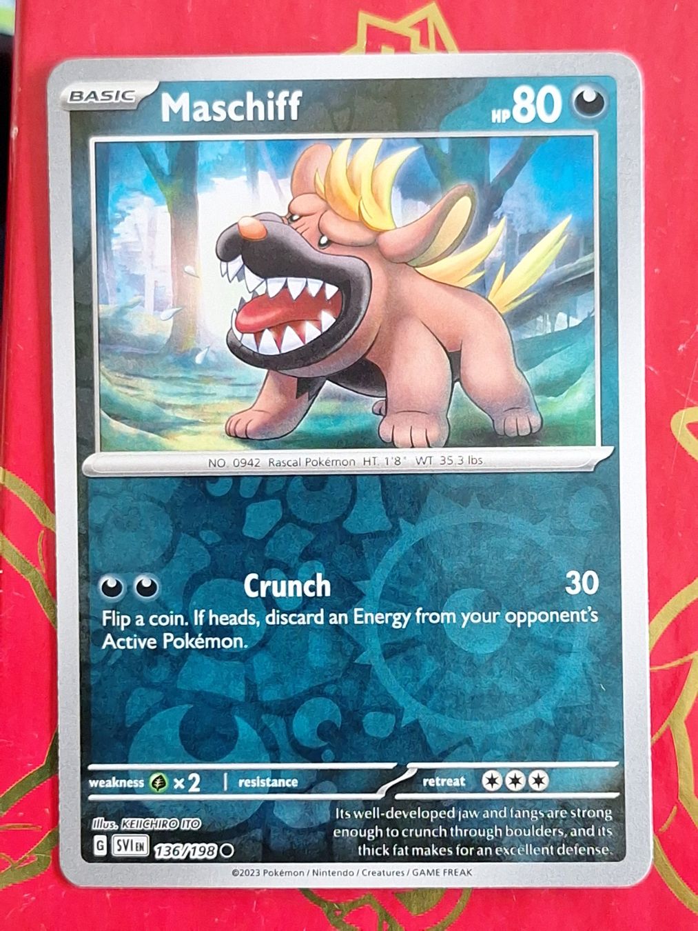 Pokémon Carte collezionabili: Maschiff - Pokemon Reverse Holo Scarlet Violet Base – Usato da Altstätten SG venduto da GGsGameshop
