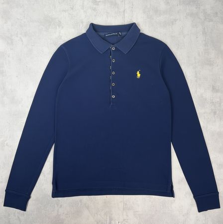 Polo Ralph Lauren Sport bleu logo jaune manche longue - M #5