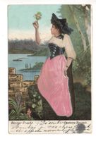 Präge-LITHO Tracht BERN Frau Seidekleid