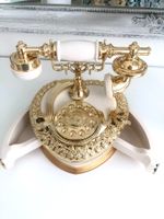 Festnetz :-) Telefon Deko Retro Gold Optik NEU