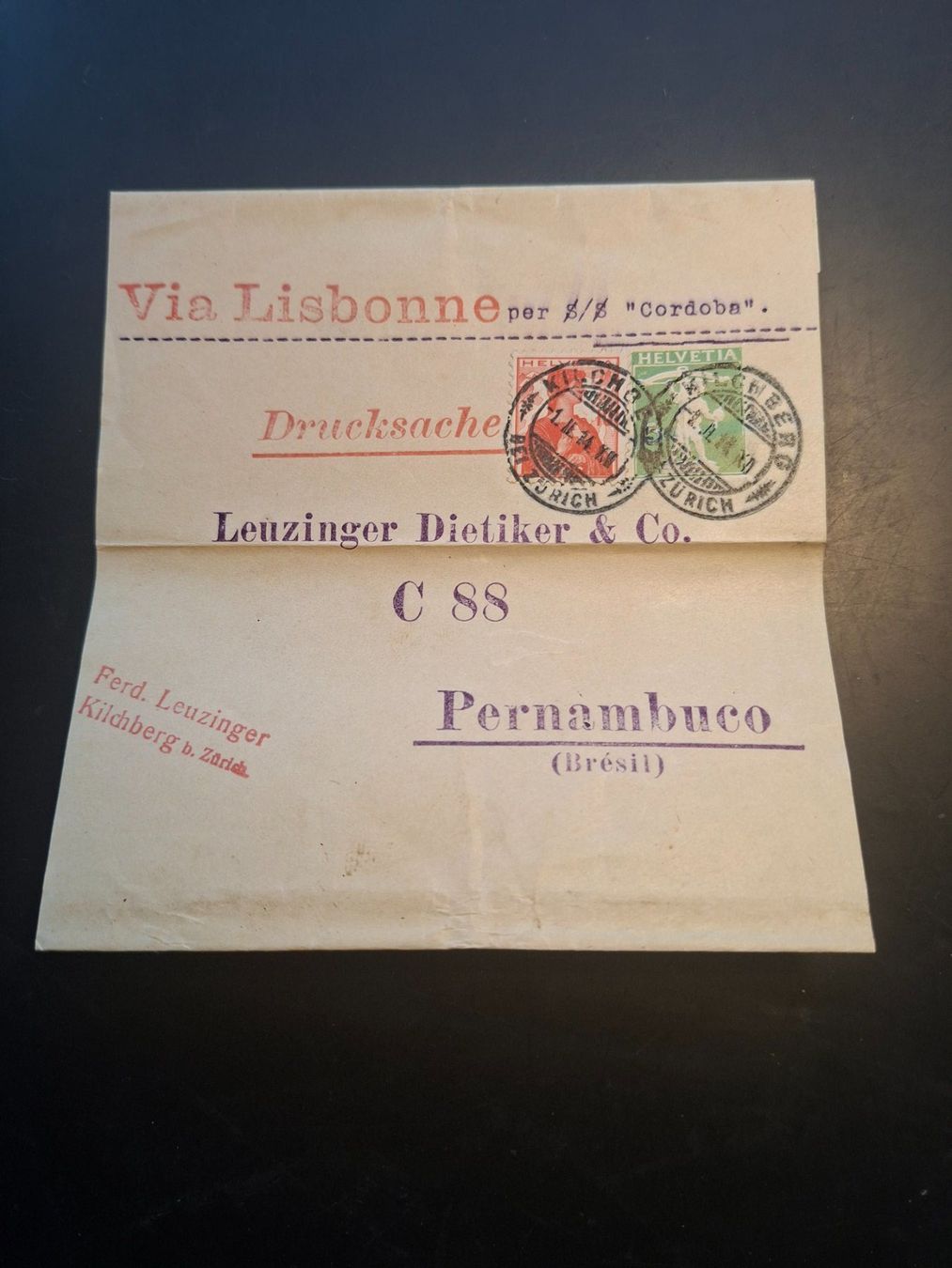 Buste & buste per spedizione: Drucksache nach Brasiien mit Marken 1914 – Usato da Herzogenbuchsee venduto da Herkules9