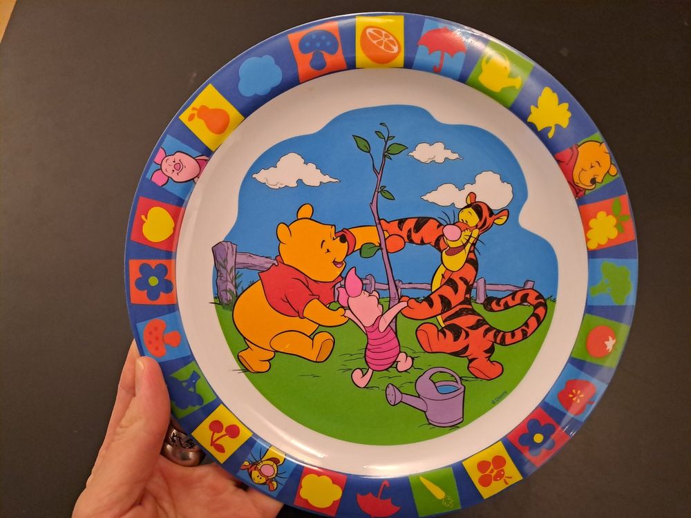 Winnie The Pooh Kinderteller – 20 Cm Ø, Orange, Mit Personalisiertem Namen, Aus Kunststoff