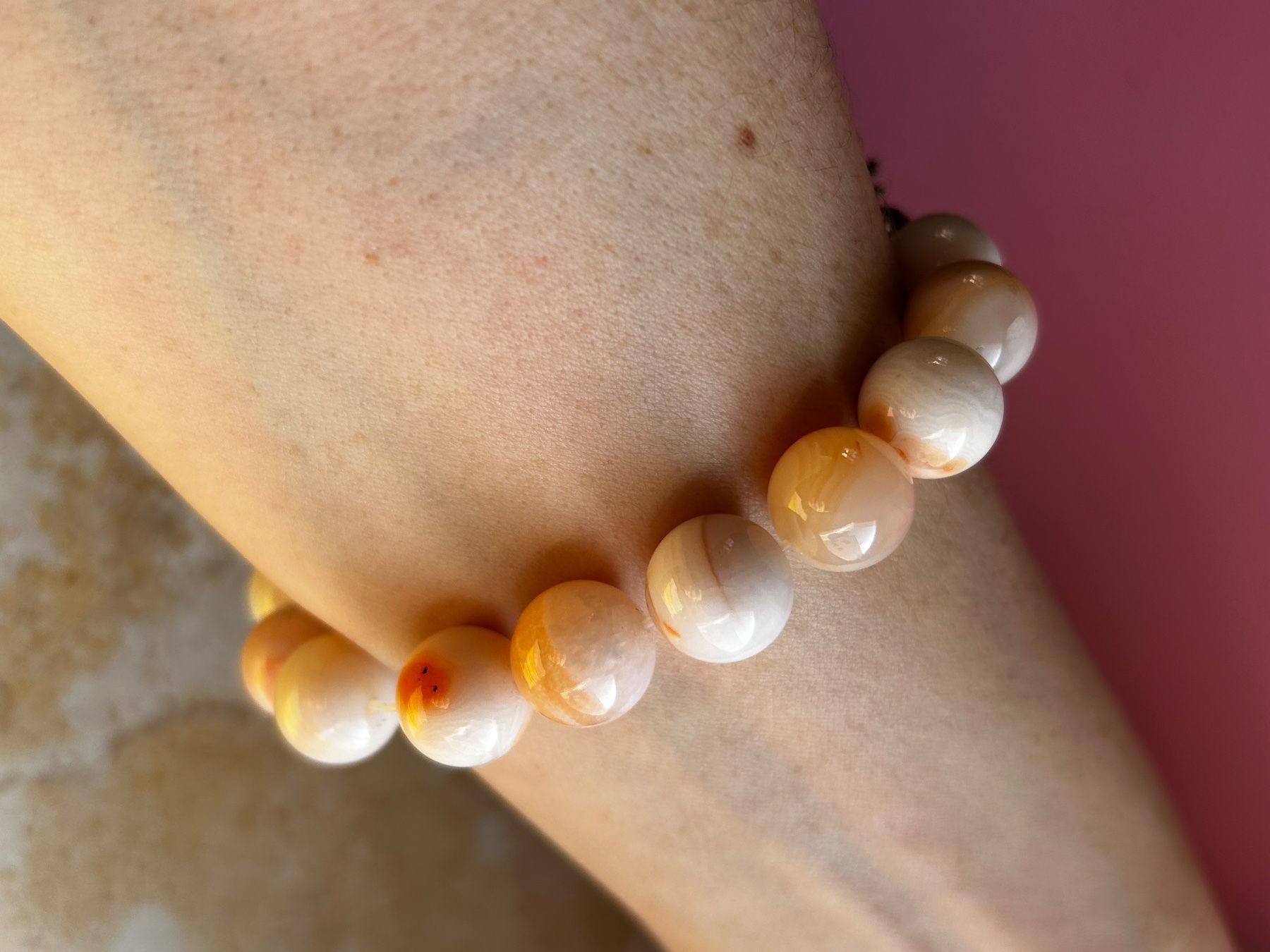 Bracciali & Braccialetti: Armband Achat weiss-orange – Usato da Dittingen venduto da Bellevista 8