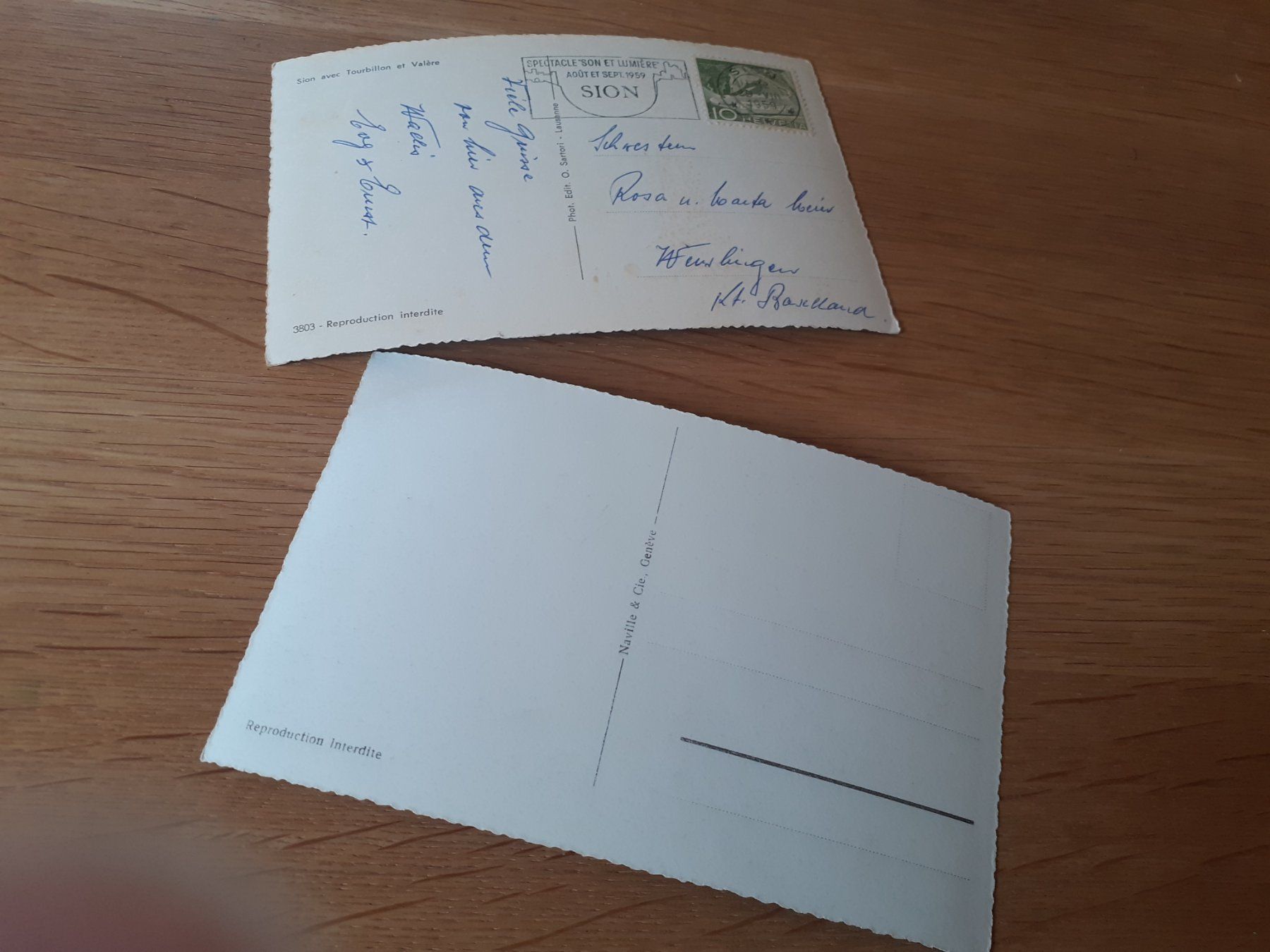 Cartoline postali: SION - TOURBILLON et VALERE - 1959 – Usato da Winterthur venduto da Ornyx7 1