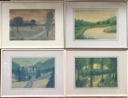 4er Set - Landschafts-Aquarelle signiert Wanner / Jungi