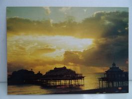Vintage Postkarte West Pier Brighton England Sonnenunterg...