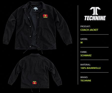 Technine Coach Jacket schwarz Grösse M 100% Baumwolle