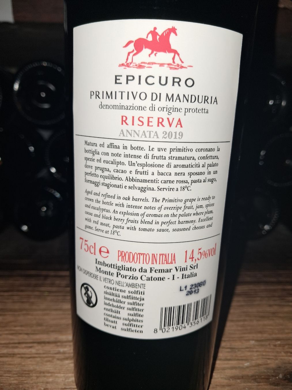 Vino: Epicuro Primitivo di Manduria Riserva DOP 2019 – Nuovo e nell'imballaggio originale da Le locle venduto da juliensaran 2