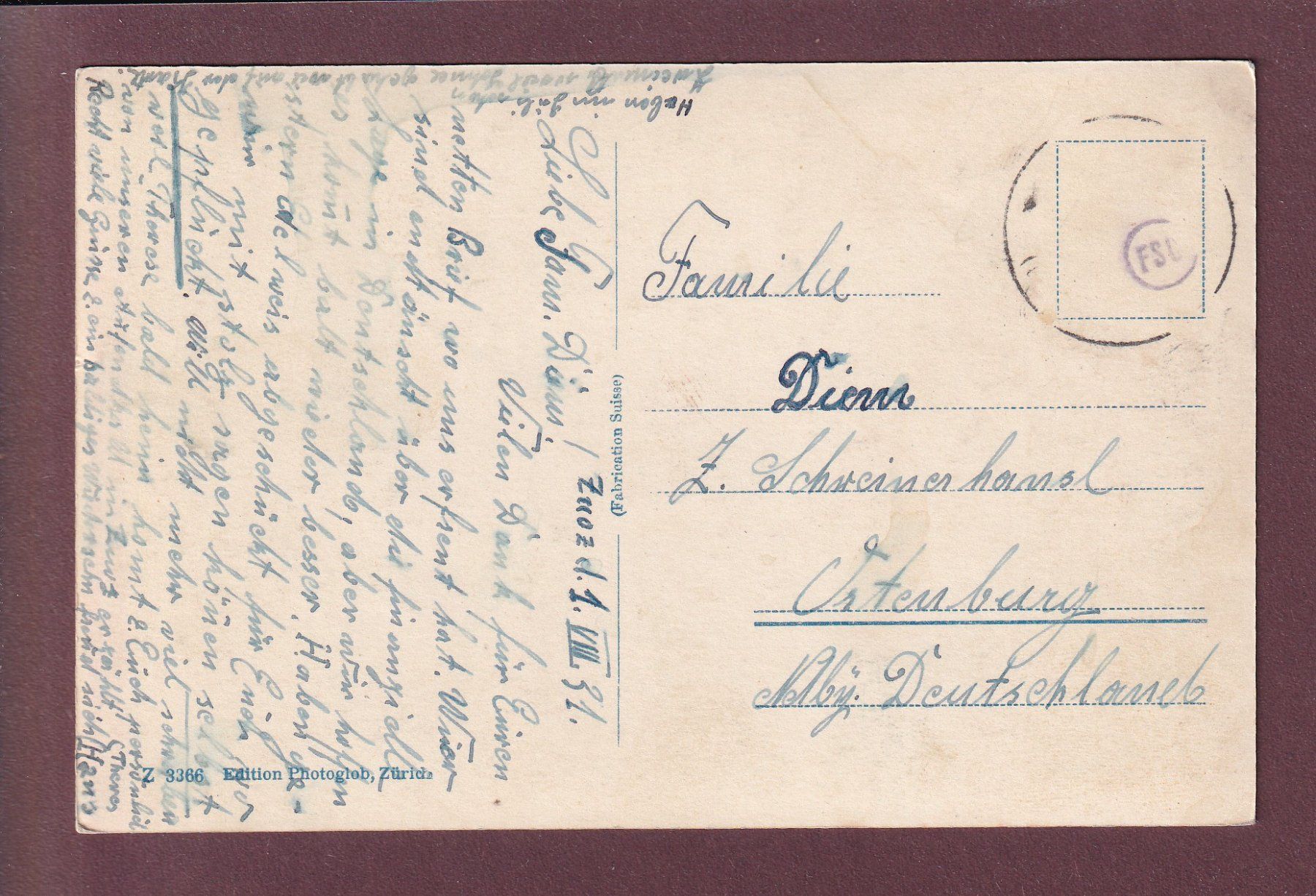 Cartes postales: ZUOZ mit Scanfs - 1931 – D'occasion à Pully par nicecards 1