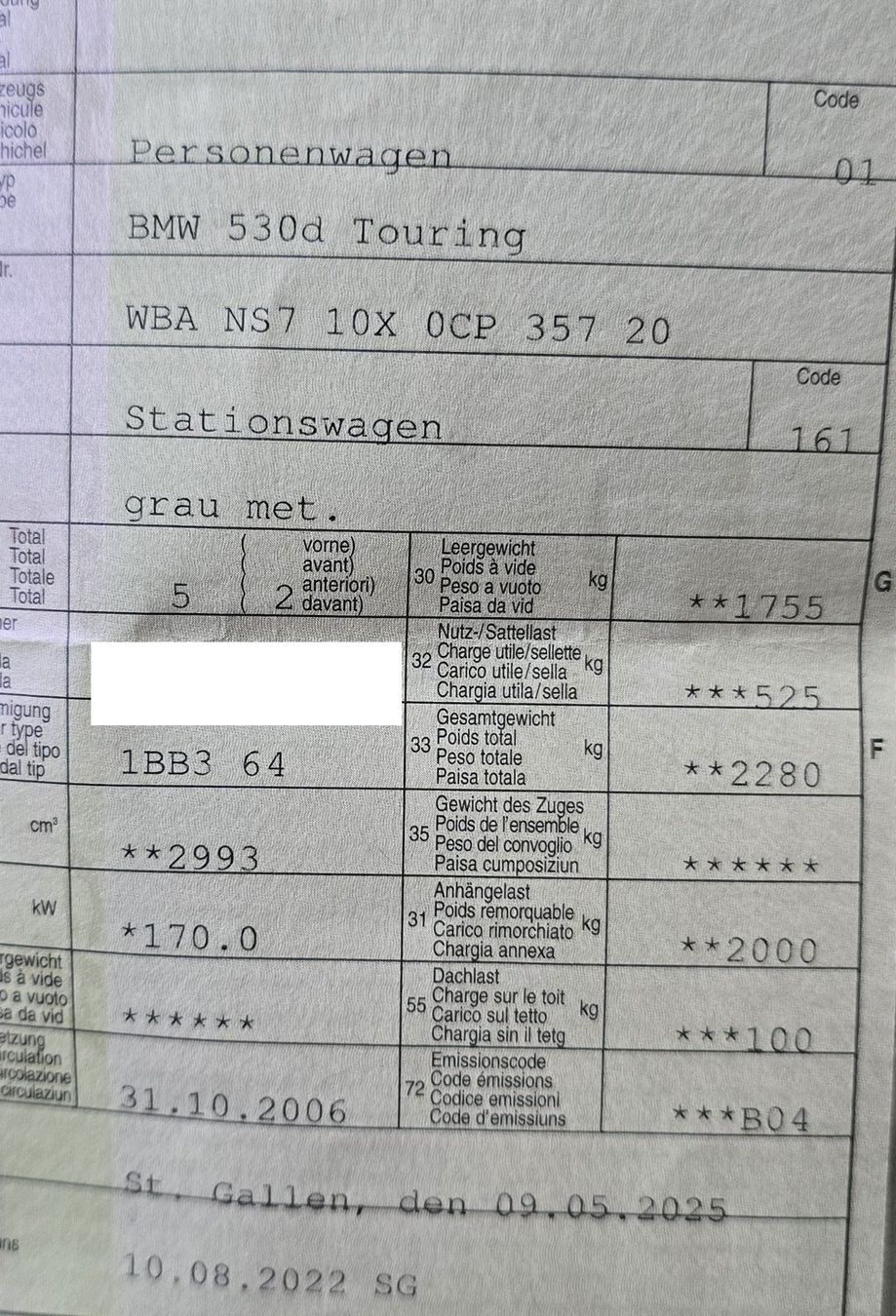 BMW Autos: BMW E61 530d Touring Automatik, ab 1.- – Gebraucht aus Wittenbach von yamaha71 9