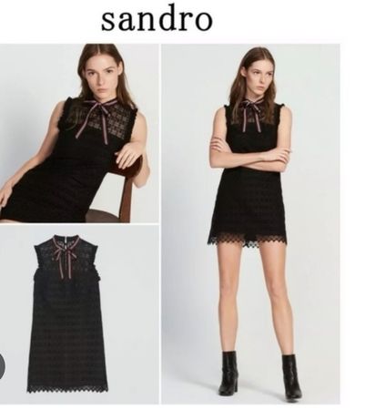 Sandro Kleid, Gr. 36/M, Schwarz, Spitze, Top Zustand!