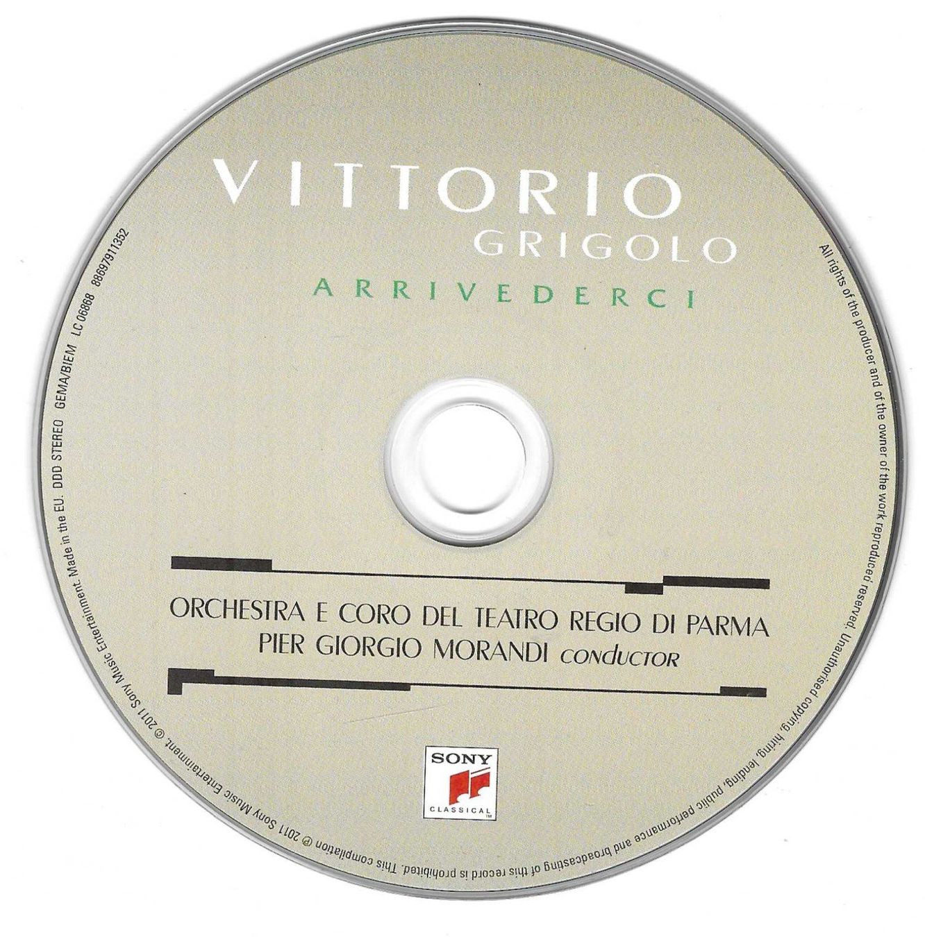 CD: VITTORIO GRIGOLO  -  ARRIVEDERCI – Usato da Bex venduto da Giorgiob 2