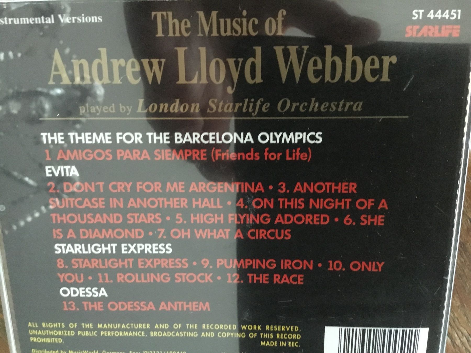 CD: Andrew Lloyd Webber - CD - Starlight Express u.a.    VOL 1 – Usato da Thierachern venduto da sweden08 1