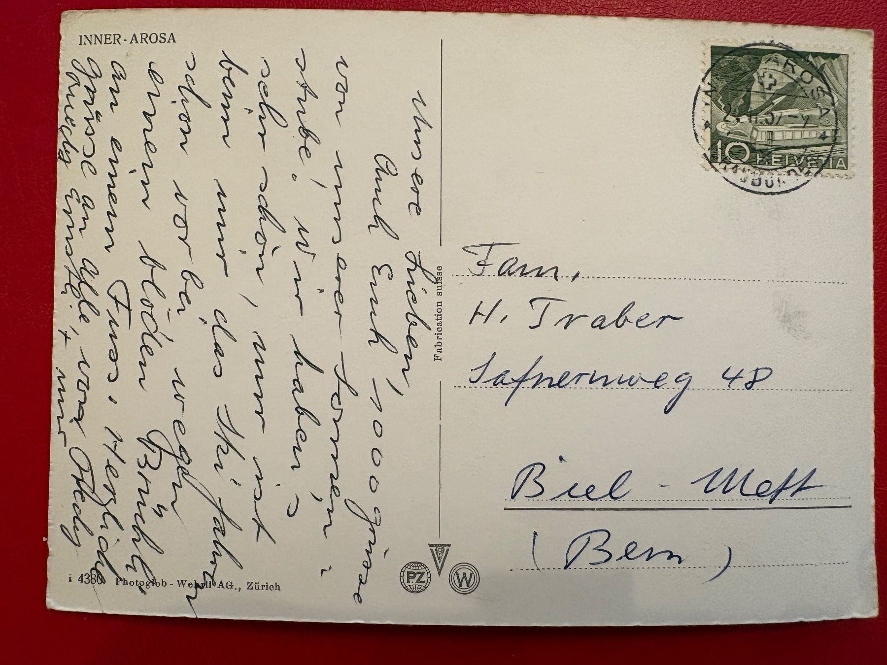 Ansichtskarten: 1957 / Inner - Arosa / Skilift – Gebraucht aus St-Légier-La Chiésaz von Theo005 1