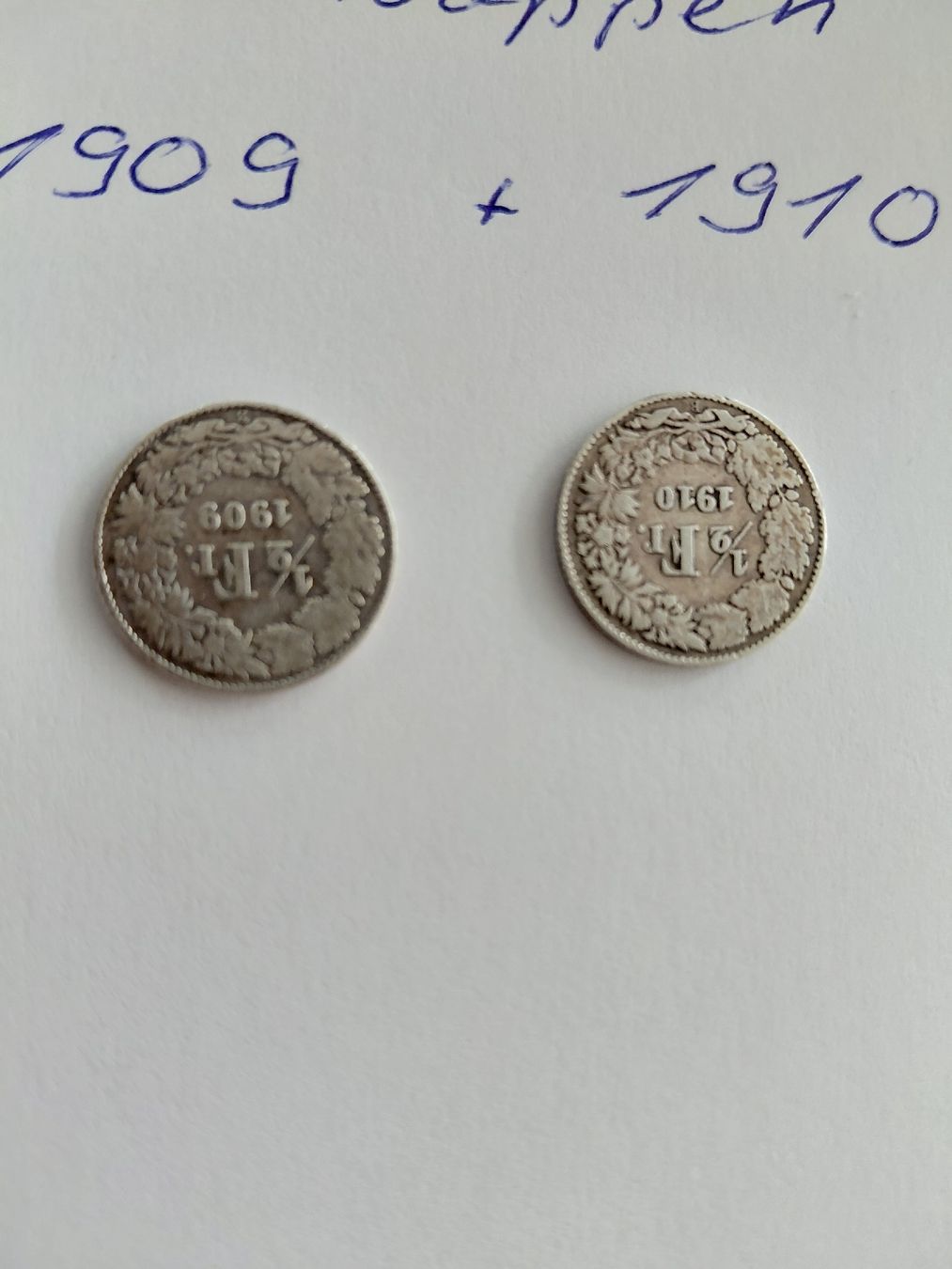 Tutti le monete: 2x 50 Rappen 1909 und 1910 – Usato da Bonaduz venduto da topolino052 2