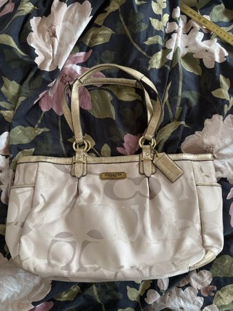 Coach Handtasche Shopper Beige Gold Top Zustand!