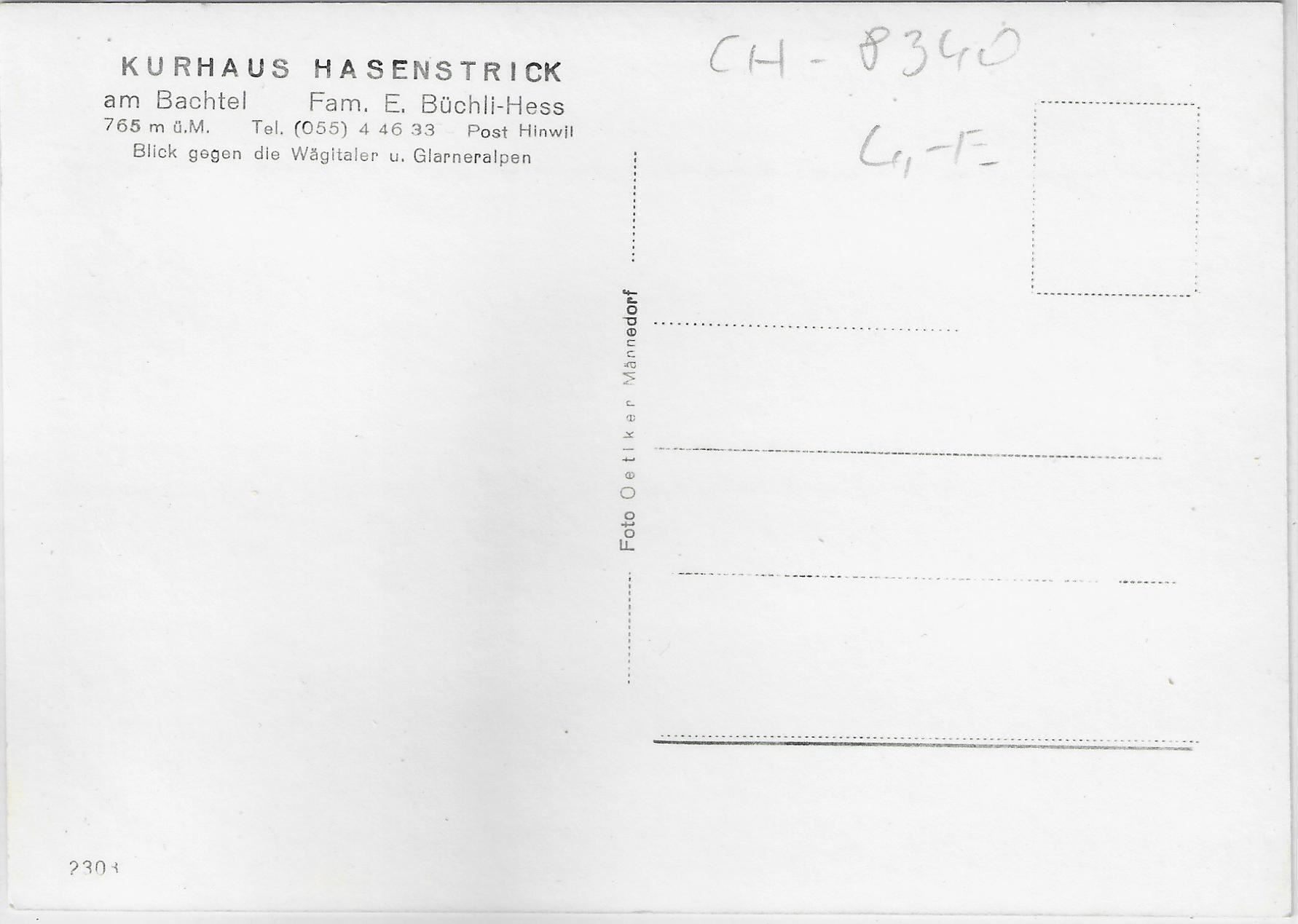 Cartoline postali: Kurhaus Hasenstrick am Bachtel – Usato da Ettingen venduto da Kartenplanet 1