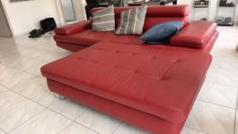 Sofa Leder rot mit Hocker gebraucht