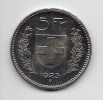 (2172) CH, 5 Franken 1923, Tell, top stgl, Prooflike