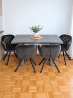 Esszimmer-Set ausziehbarer Tisch + 4 Samtstühle