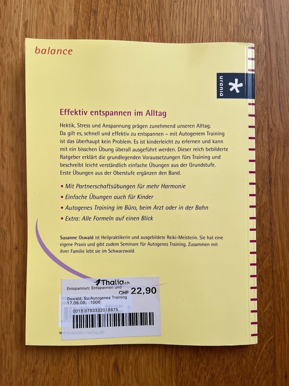 Libri: Buch Softcover "Autogenes Training" von Susanne Oswald – Usato da Grosswangen venduto da Vita500 1