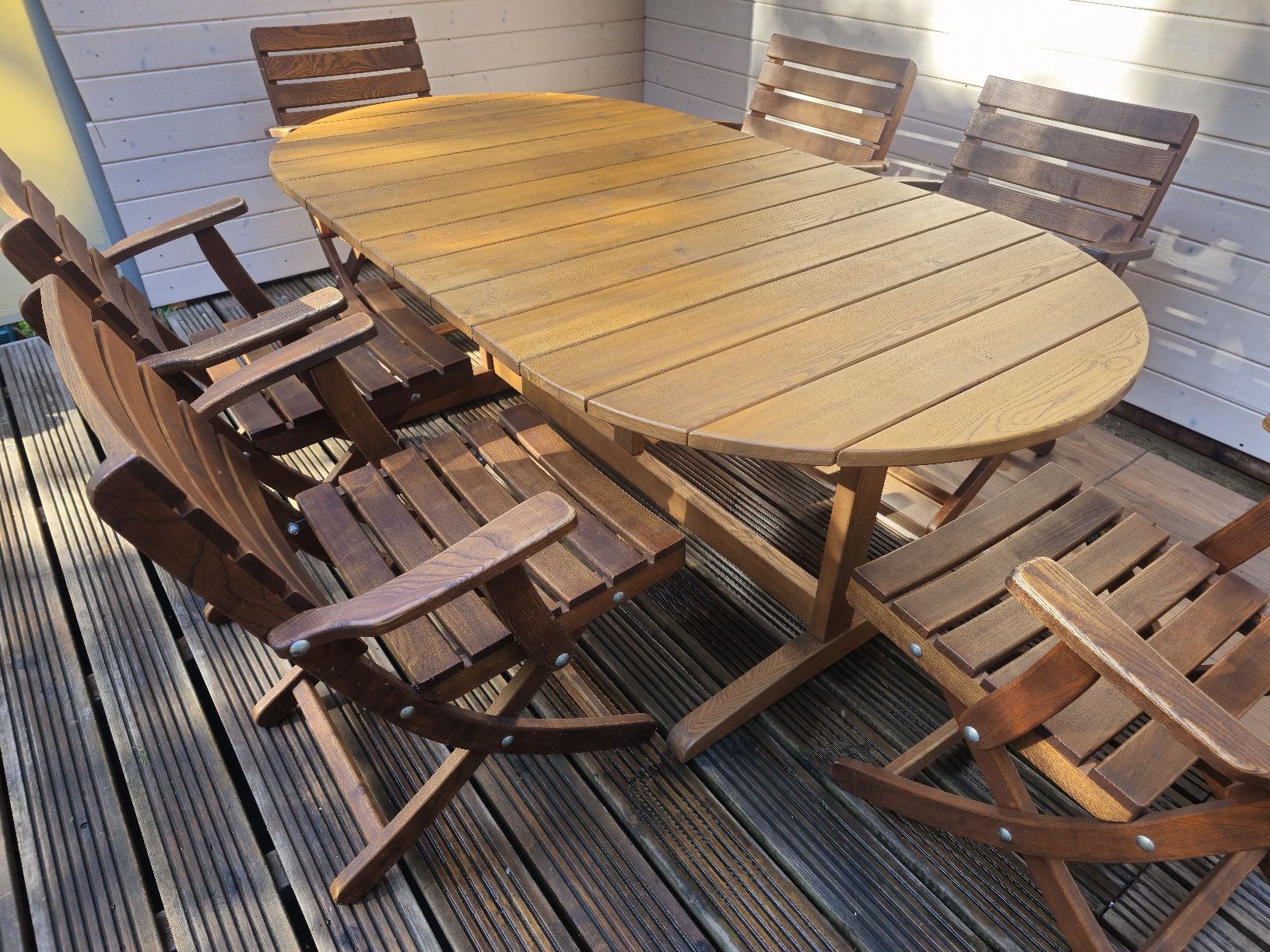 Tavoli: Ovaler Gartentisch mit 6 Klappstühlen aus Holz – Usato da Etzgen venduto da juj_b678 3
