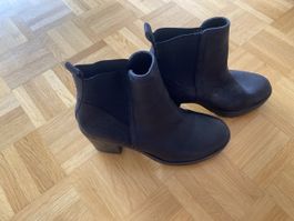 Damen Stiefeletten schwarz mit Blockabsatz gebrauchter Zusta