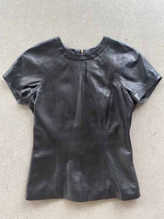 Schwarzes Lammleder-Shirt von Alexander Wang, Grösse XS