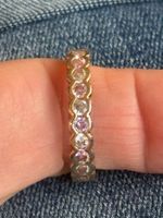 Luxus Elegante gr.18/8 Ring Zirkonia Memoire Goldfarben