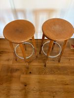 Barhocker Holz Metall Ringe 2 Stk. guter Zustand
