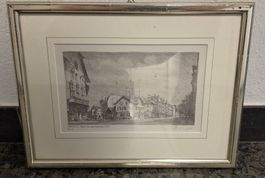 Oerlikon Platz Sternen 1955 Radierung signiert 47x30cm gu...