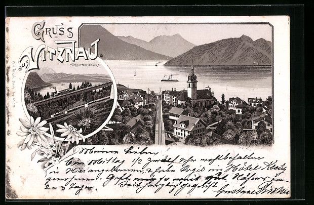 Cartoline postali: Vorläufer-Lithographie Vitznau, 1895, T – Usato da Berlin venduto da bartko-reher