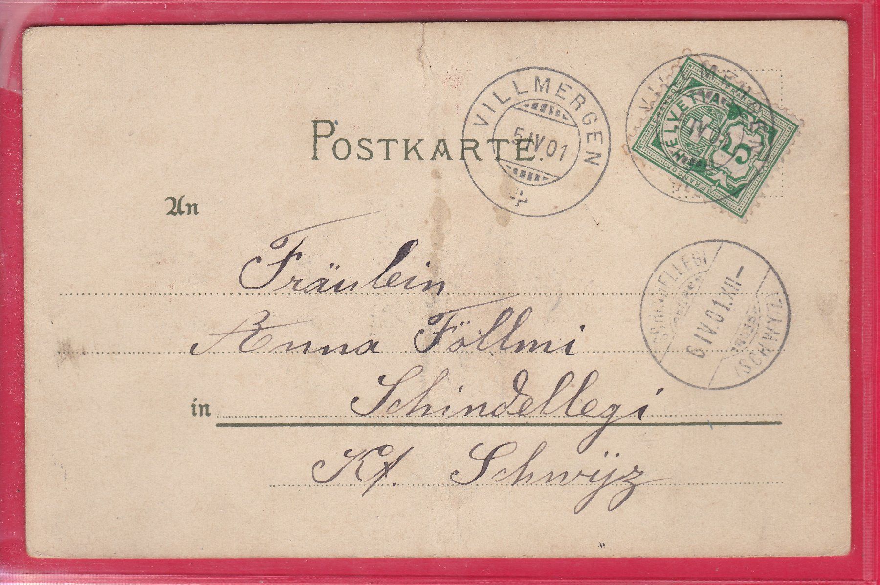 Ansichtskarten: FROHES OSTERFEST, 5.4.1901 – Gebraucht aus Oberrieden von Gebirgsstelze 1