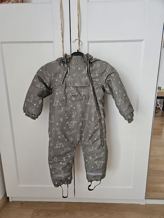 Kinder Schneeanzug grün gemustert mit Kapuze Grösse 92