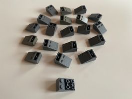 LEGO - 20 - GRAUE - NEGATIVE - SCHRÄG - STEINE