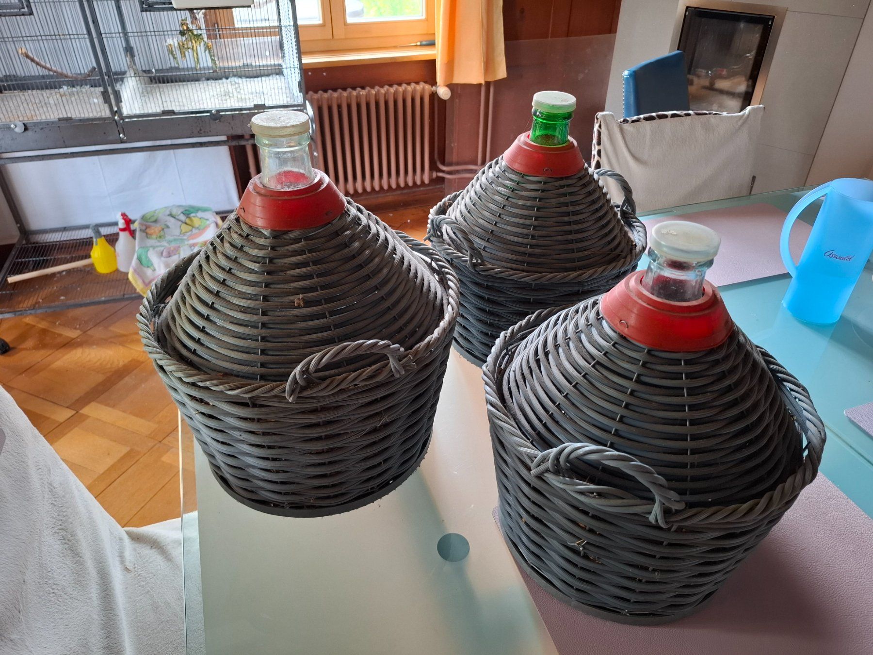Flaschen: Korbflaschen mit Plastikschutz – Gebraucht aus Menziken von Computeria 3