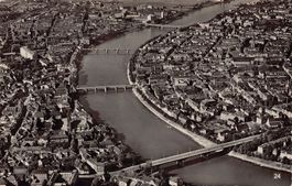 Basel, Fliegeraufnahme gelaufen 1949 Feldpost FLAB. SCHULE