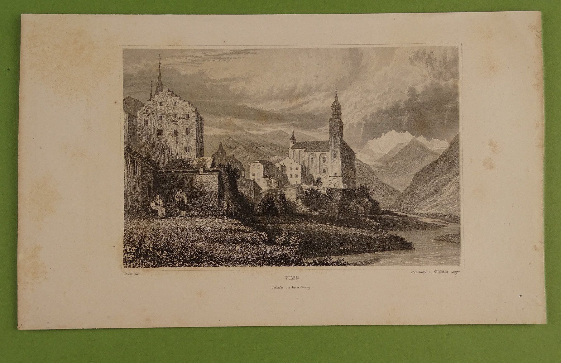 Incisioni: VISP, VIÈGE, STAHLSTICH 1838 – Usato da Grüningen venduto da Kartensammler 1