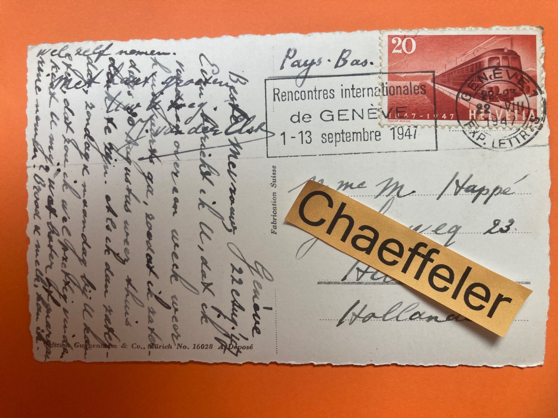 Cartoline postali: 1947 Genève. Monument Brubswick et Jetée – Usato da Zürich venduto da Chaeffeler 1