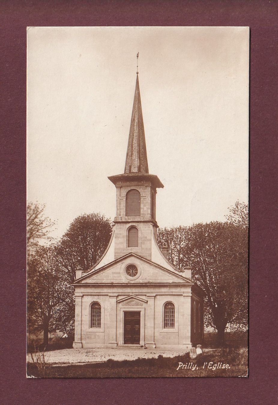 Cartoline postali: PRILLY - L'Eglise - 1921 – Usato da Pully venduto da nicecards