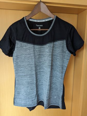 ALEX Fitness Laufshirt Sportshirt Damen Größe L Schwarz/Grau